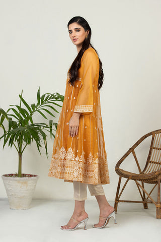 DA-1494 RUST EMBROIDERED KURTA