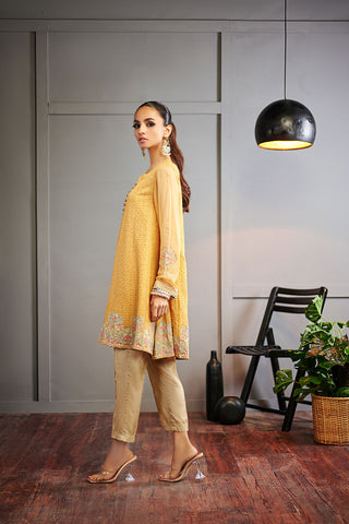 DA-1500 YELLOW EMBROIDERED KURTA