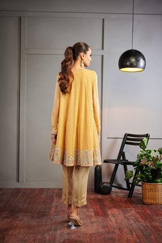 DA-1500 YELLOW EMBROIDERED KURTA