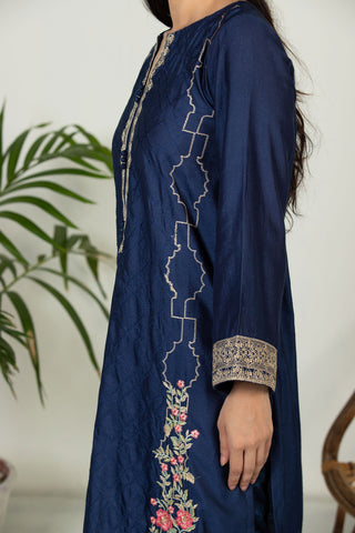 DA-1512 BLUE EMBROIDERED KURTA