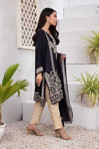 DA-2012 BLUE EMBROIDERED KURTA WITH DUPATTA