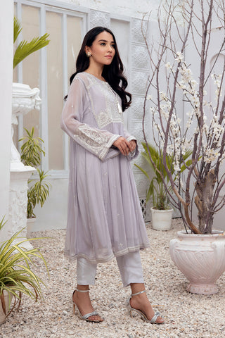 DA-1514 GREY EMBROIDERED KURTA