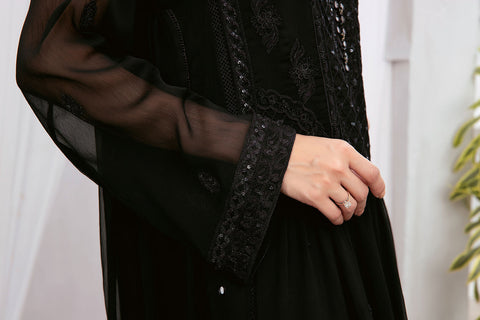 DA-1516 BLACK EMBROIDERED KURTA