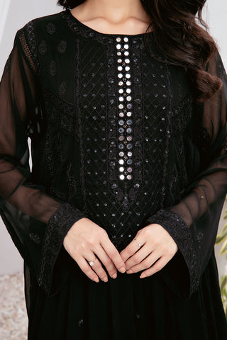 DA-1516 BLACK EMBROIDERED KURTA