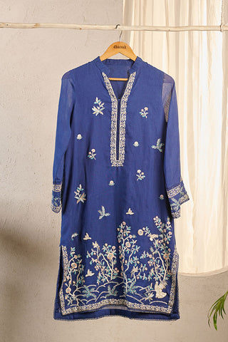 DA-1557 BLUE EMBROIDERED KURTA