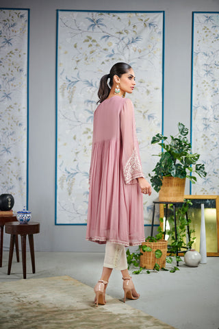 DA-1519 PURPLE EMBROIDERED KURTA