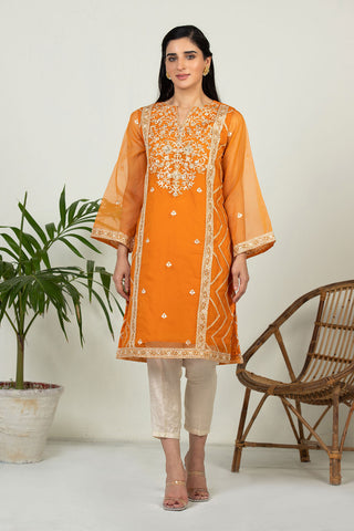 DA-1521 ORANGE EMBROIDERED KURTA
