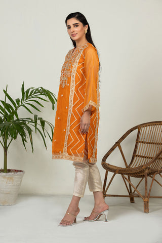 DA-1521 ORANGE EMBROIDERED KURTA