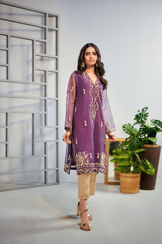 DA-1522 PURPLE EMBROIDERED KURTA