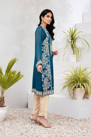 DA-1527 GREEN EMBROIDERED KURTA