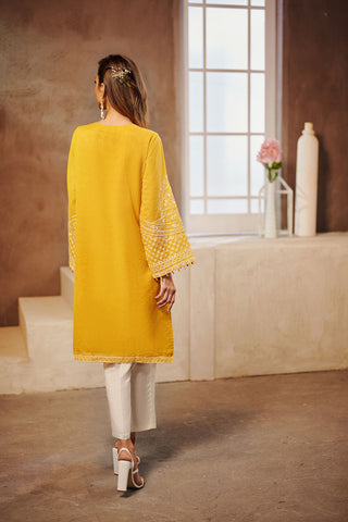 DA-1539 YELLOW EMBROIDERED KURTA