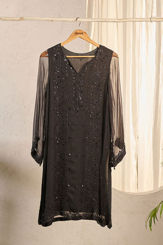 DA-1540 BLACK EMBROIDERED KURTA