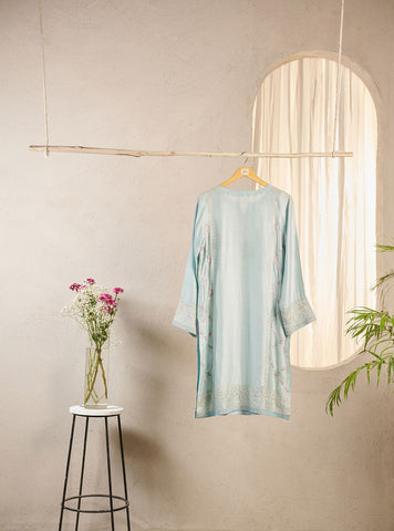 DA-1555 SKY BLUE EMBROIDERED KURTA