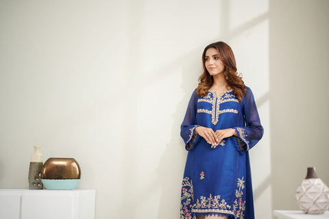 DA-1575 BLUE EMBROIDERED KURTA