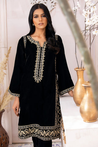 DA-1578 BLACK EMBROIDERED KURTA