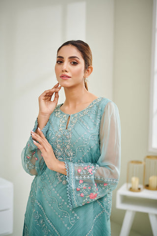 DA-1591 SKY BLUE EMBROIDERED KURTA