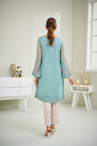 DA-1591 SKY BLUE EMBROIDERED KURTA