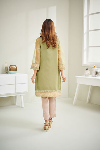 DA-1596 GREEN EMBROIDERED KURTA