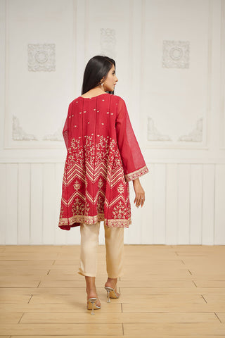 DA-1600 Maroon Embroidered Kurta