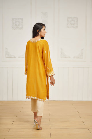 DA-1602 MUSTARD EMBROIDERED KURTA