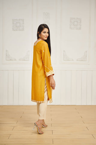 DA-1602 MUSTARD EMBROIDERED KURTA