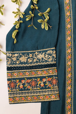 DA-1607 BLUE EMBROIDERED KURTA