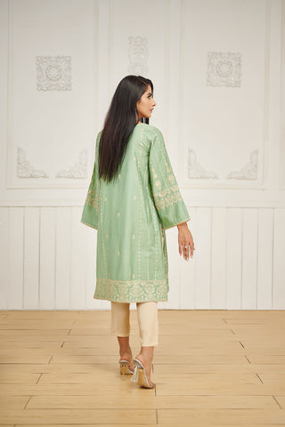 DA-1608 GREEN EMBROIDERED KURTA