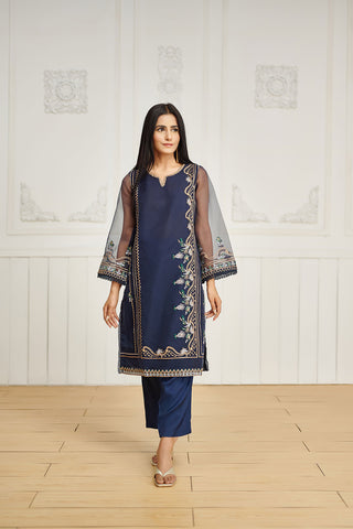 DA-1626 BLUE EMBROIDERED KURTA