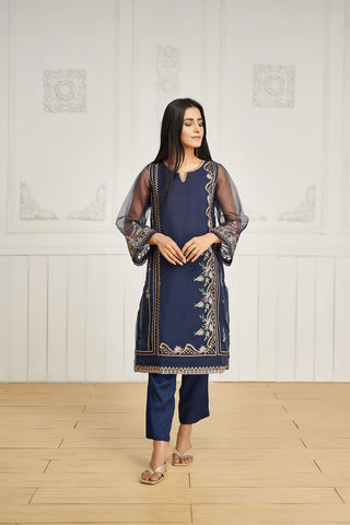 DA-1626 BLUE EMBROIDERED KURTA