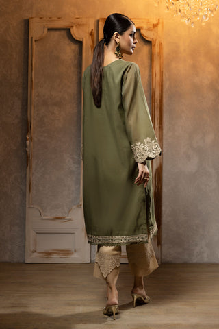 DA-1643 GREEN EMBROIDERED KURTA
