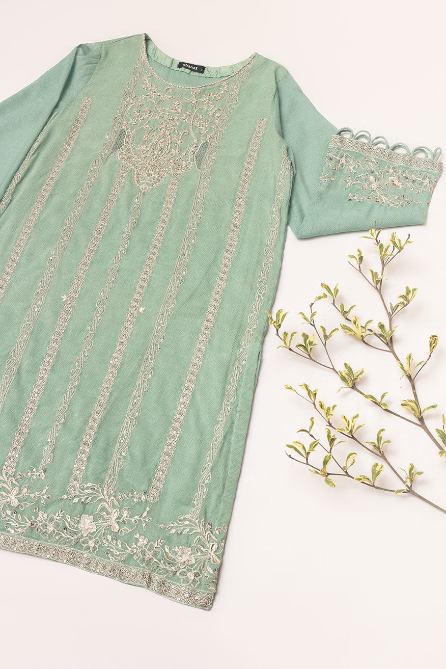 DA-1645 L-GREEN EMBROIDERED KURTA