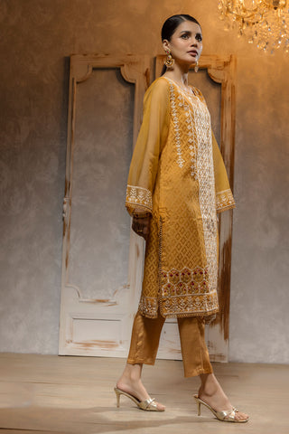 DA-1656 MUSTARD EMBROIDERED KURTA