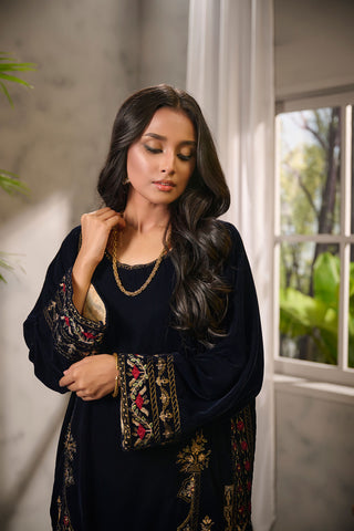 DA-1673 BLUE EMBROIDERED KURTA