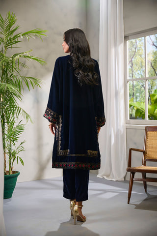 DA-1673 BLUE EMBROIDERED KURTA