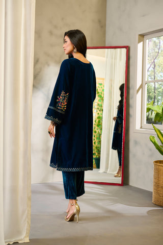 DA-1674 TURQUOISE BLUE EMBROIDERED KURTA