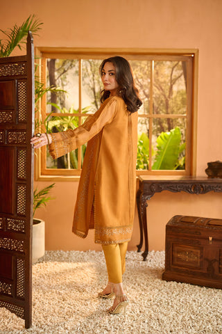 DA-1692 MUSTARD EMBROIDERED KURTA