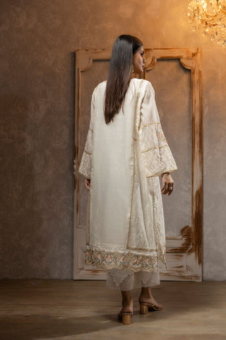 DA-1693 OFF-WHITE EMBROIDERED KURTA