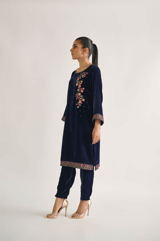 DA-1698 NAVY BLUE EMBROIDERED KURTA