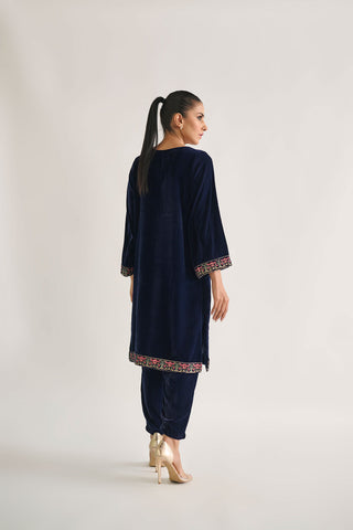 DA-1698 NAVY BLUE EMBROIDERED KURTA
