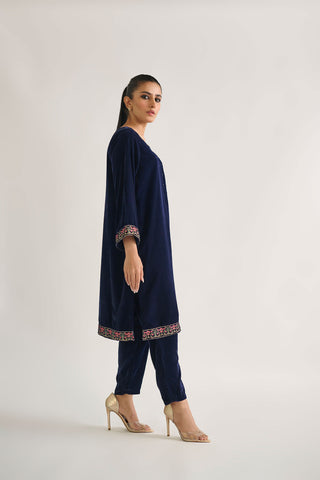 DA-1698 NAVY BLUE EMBROIDERED KURTA
