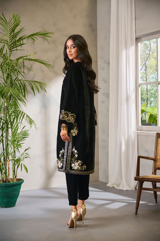 DA-1712 BLACK EMBROIDERED KURTA