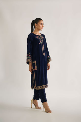 DA-1724 NAVY BLUE EMBROIDERED KURTA