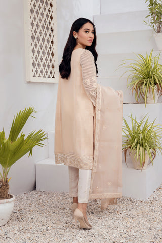 DA-2003 PEACH EMBROIDERED KURTA WITH DUPATTA
