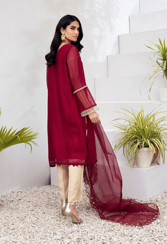 DA-2005 MAROON EMBROIDERED KURTA WITH DUPATTA