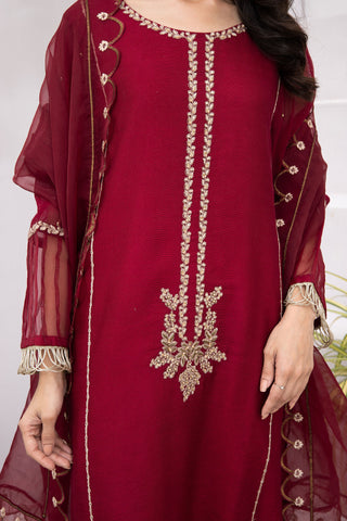 DA-2005 MAROON EMBROIDERED KURTA WITH DUPATTA