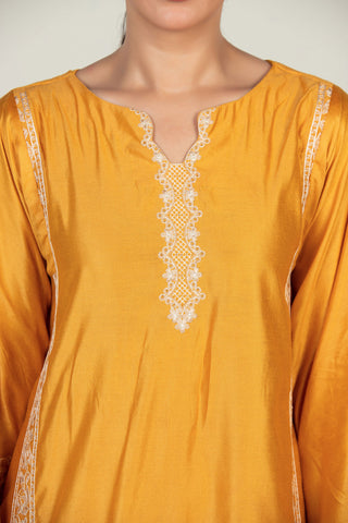 DA-2011 YELLOW EMBROIDERED KURTA  WITH DUPATTA