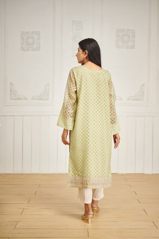 DA-2038 Green Embroidered Kurta