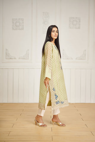 DA-2038 Green Embroidered Kurta