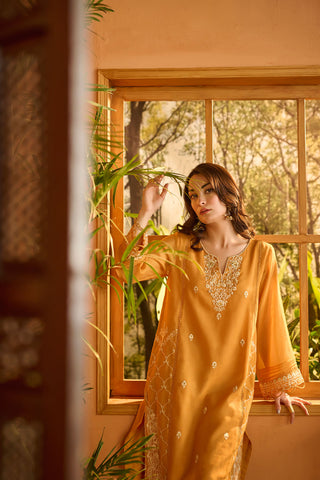 DA-2055 MUSTARD EMBROIDERED KURTA