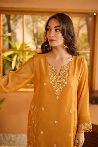 DA-2055 MUSTARD EMBROIDERED KURTA